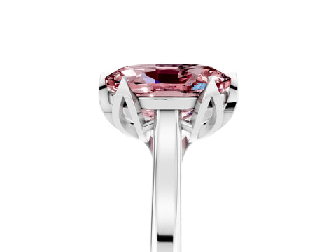 White gold Oval Cut Morganite Solitaire Ring with Flower Prong Setting and Classic Band_29