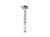 White gold Oval Cut Morganite Solitaire Ring with Pavé Accents and Four-Prong Setting_2