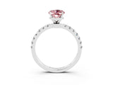 White gold Oval Cut Morganite Solitaire Ring with Pavé Accents and Four-Prong Setting_3