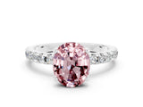 White gold Oval Cut Morganite Solitaire Ring with Pavé Band and Four-Prong Setting_24