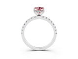 White gold Oval Cut Morganite Solitaire Ring with Pavé Band and Four-Prong Setting_27