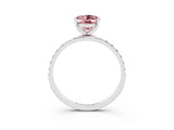 White gold Oval Cut Morganite Solitaire Ring with Pave Band and Four Prong Setting_27