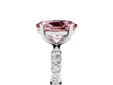 White gold Oval Cut Morganite Solitaire Ring with Pave Band and Four Prong Setting_29