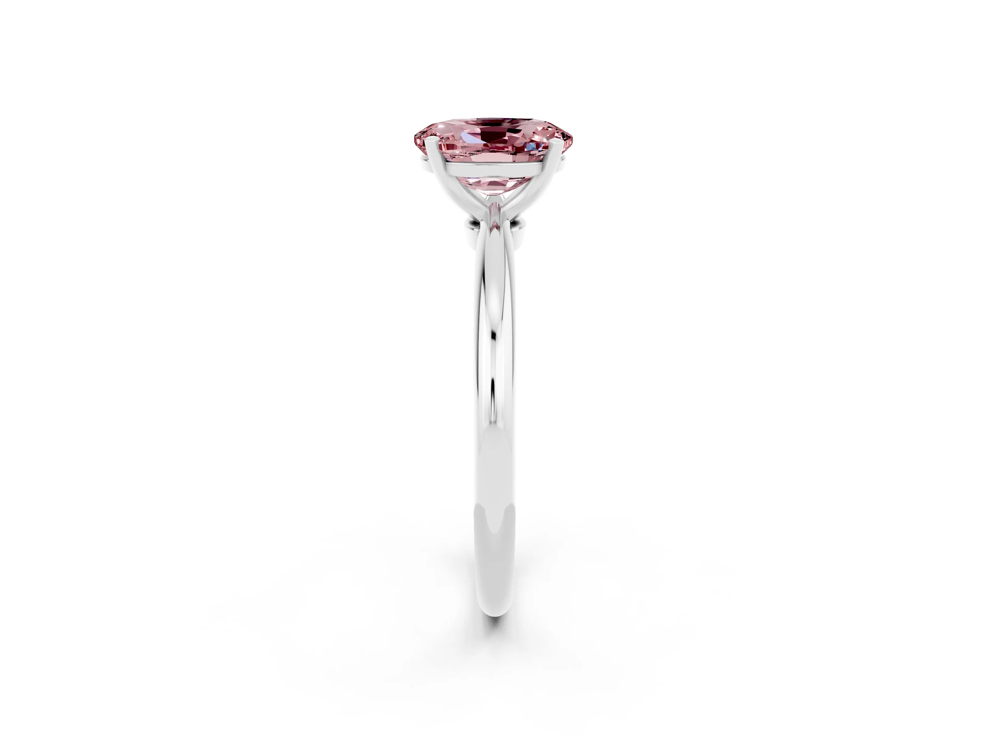 White gold Oval Cut Morganite Solitaire Ring with Six-Prong Setting and Classic Band_14