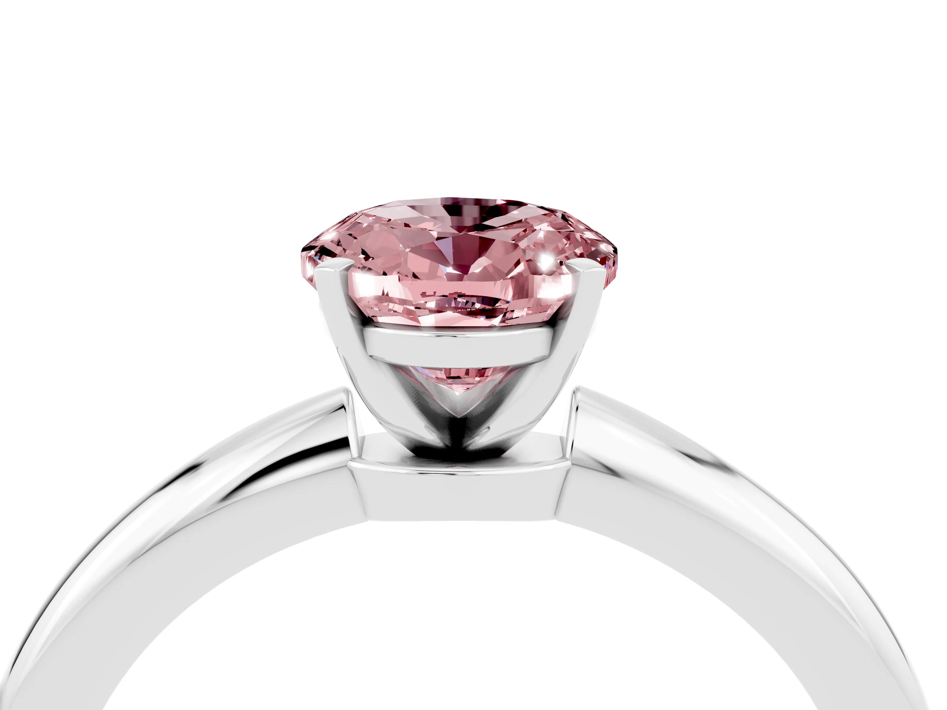 White gold Oval Cut Morganite Solitaire Ring with Six-Prong Setting and Classic Band_16