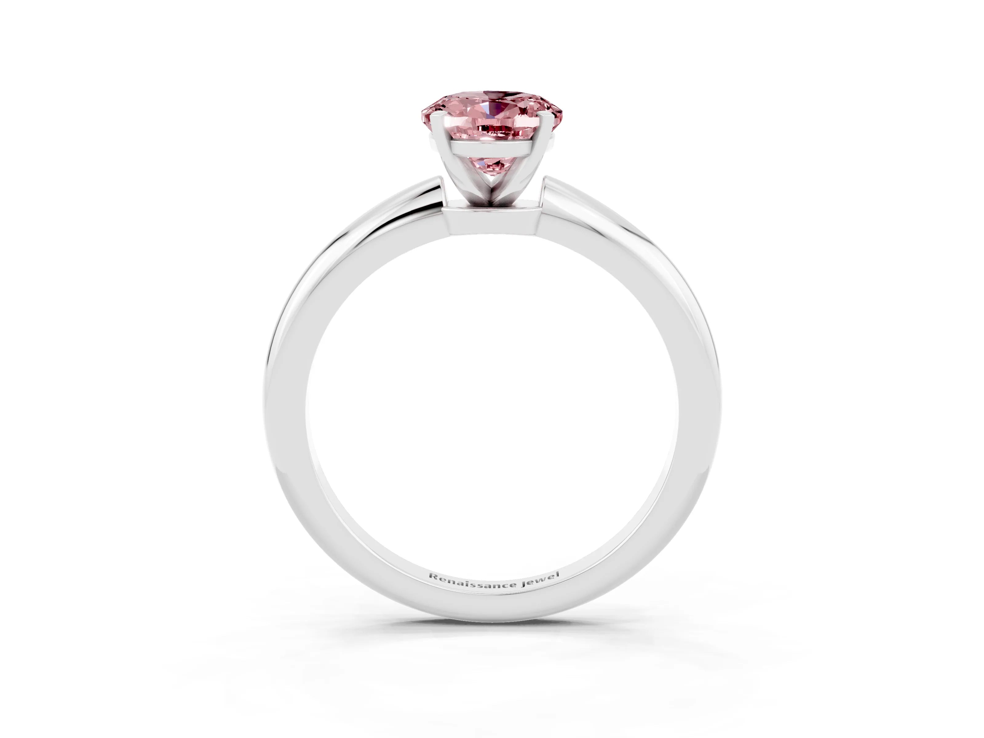 White gold Oval Cut Morganite Solitaire Ring with Six-Prong Setting and Classic Band_3