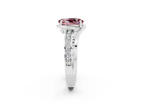 White gold Oval Cut Morganite Solitaire Ring with Split Shank and Prong Setting_2