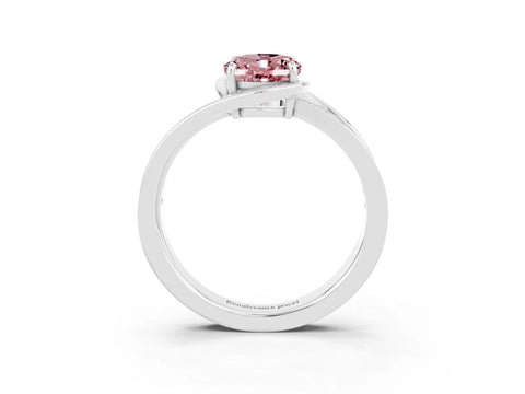 White gold Oval Cut Morganite Solitaire Ring with Split Shank and Prong Setting_3