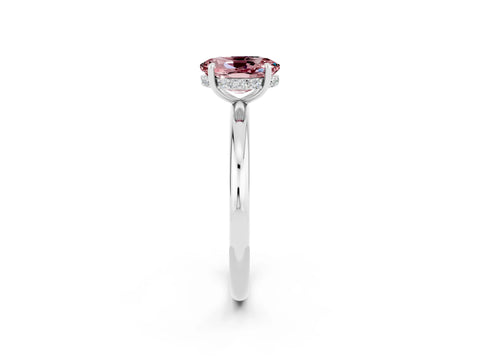 White gold Oval Cut Morganite Solitaire Ring with Thin Band and Four-Prong Setting_14