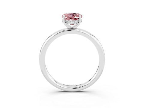 White gold Oval Cut Morganite Solitaire Ring with Thin Band and Four-Prong Setting_15
