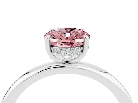 White gold Oval Cut Morganite Solitaire Ring with Thin Band and Four-Prong Setting_16