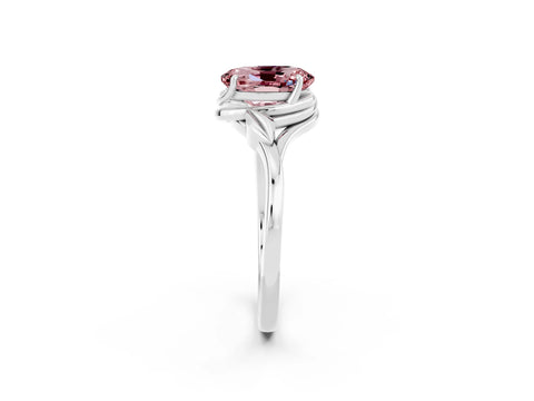 White gold Oval Cut Morganite Solitaire Ring with Twist Band and Four-Prong Setting_38