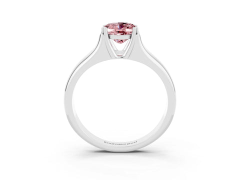 White gold Oval Cut Morganite Solitaire Ring with Wide Band and Prong Setting_3