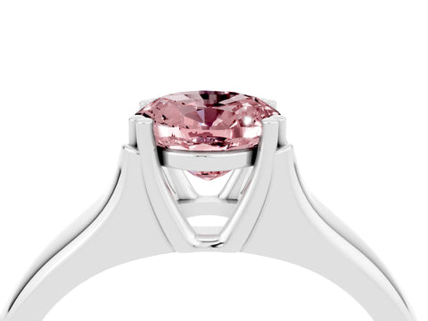 White gold Oval Cut Morganite Solitaire Ring with Wide Band and Prong Setting_4