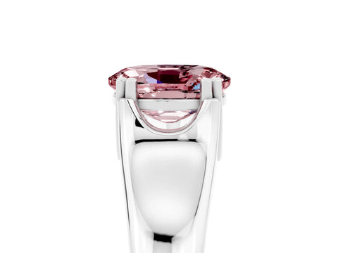 White gold Oval Cut Morganite Solitaire Ring with Wide Band and Prong Setting_5