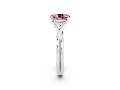 White gold Oval Cut Morganite Solitaire Twist Band Prong Setting Ring_38