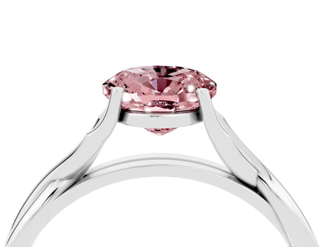 White gold Oval Cut Morganite Solitaire Twist Band Prong Setting Ring_40