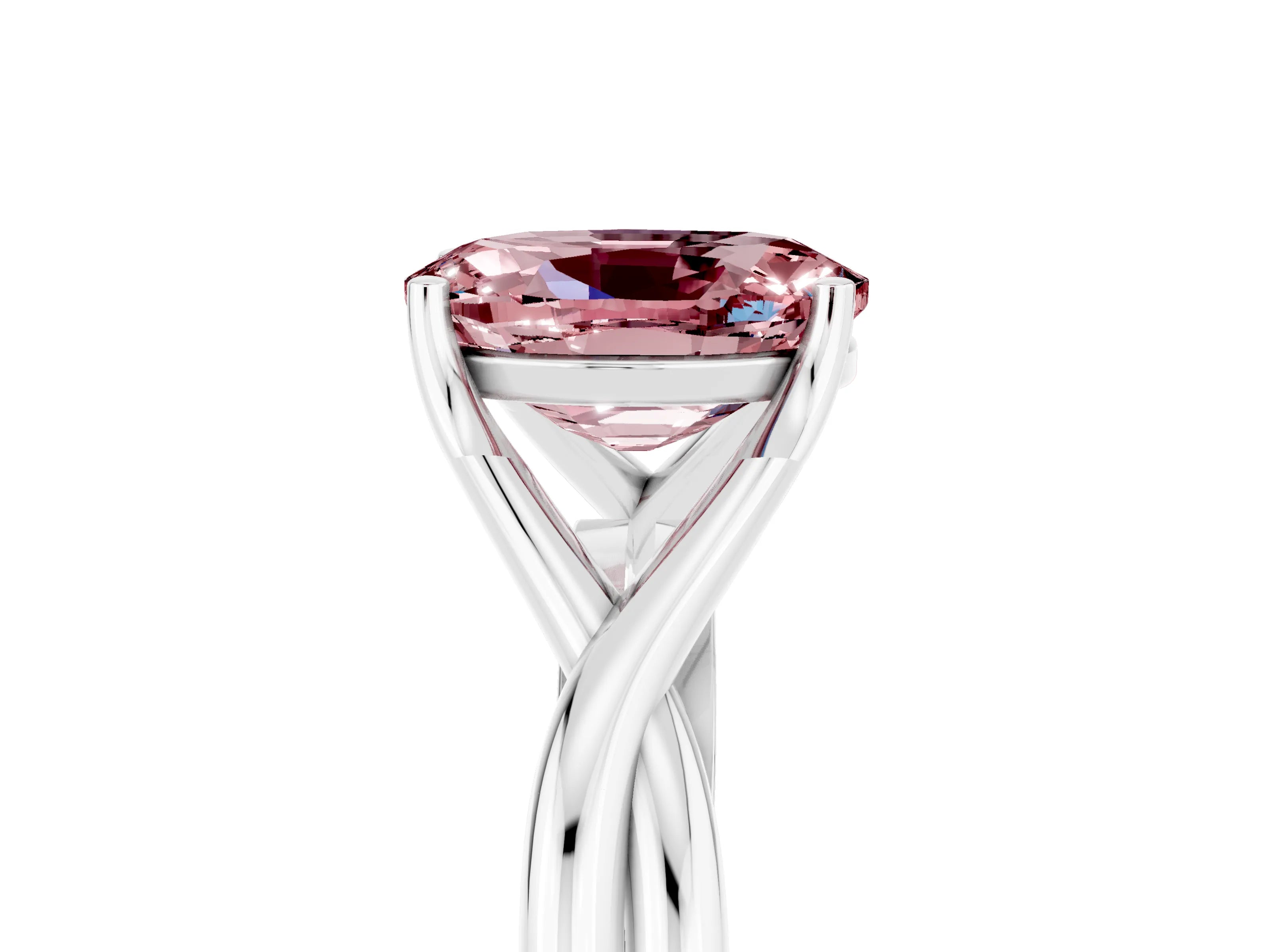 White gold Oval Cut Morganite Solitaire Twist Band Prong Setting Ring_41