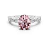 White gold Oval Cut Morganite Solitaire with Side Stones, Pave Band, Four-Prong Setting_36