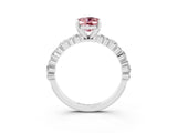 White gold Oval Cut Morganite Solitaire with Side Stones, Pave Band, Four-Prong Setting_39