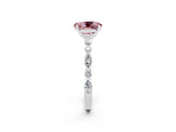 White gold Oval Cut Morganite Solitaire with Side Stones on a Pavé Band and Four-Prong Setting_2