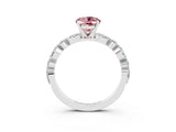 White gold Oval Cut Morganite Solitaire with Side Stones on a Pavé Band and Four-Prong Setting_3