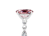 White gold Oval Cut Morganite Solitaire with Side Stones on a Pavé Band and Four-Prong Setting_5
