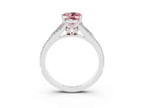 White gold Oval Cut Morganite Split Shank Engagement Ring with Pavé Band_3