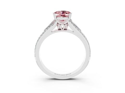 White gold Oval Cut Morganite Split Shank Engagement Ring with Pavé Band_3