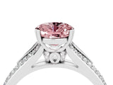 White gold Oval Cut Morganite Split Shank Engagement Ring with Pavé Band_4