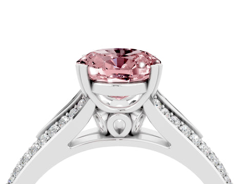 White gold Oval Cut Morganite Split Shank Engagement Ring with Pavé Band_4