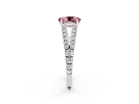 White gold Oval Cut Morganite Split Shank Pavé Engagement Ring with Four-Prong Setting_32