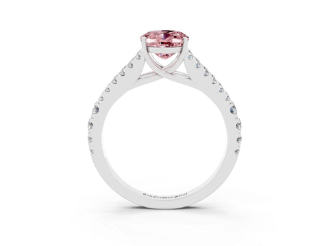 White gold Oval Cut Morganite Split Shank Pavé Engagement Ring with Four-Prong Setting_33