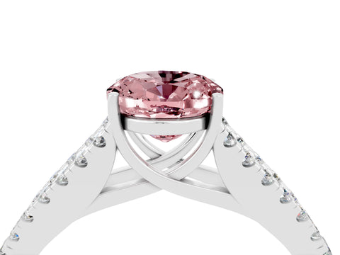 White gold Oval Cut Morganite Split Shank Pavé Engagement Ring with Four-Prong Setting_34