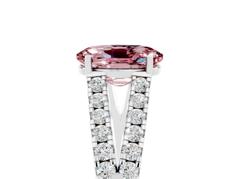 White gold Oval Cut Morganite Split Shank Pavé Engagement Ring with Four-Prong Setting_35