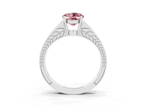 White gold Oval Cut Morganite Split Shank Ring with Pavé Band and Four-Prong Setting_3
