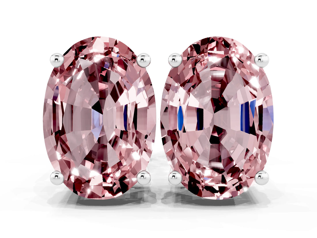 White gold Oval Cut Morganite Stud Earrings_18