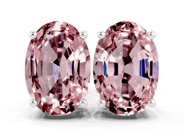 White gold Oval Cut Morganite Stud Earrings