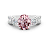 White gold Oval Cut Morganite Three-Stone Ring with Pavé Split Shank and Four-Prong Setting_12
