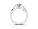 White gold Oval Cut Morganite Three-Stone Ring with Pavé Split Shank and Four-Prong Setting_15