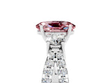White gold Oval Cut Morganite Three-Stone Ring with Pavé Split Shank and Four-Prong Setting_17