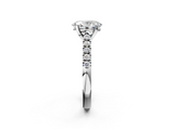 White gold Oval Cut Pavé Band Solitaire Ring with Four-Prong Setting_297