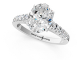 White gold Oval Cut Pavé Band Solitaire Ring with Four-Prong Setting_300