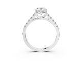 White gold Oval Cut Pavé Band Solitaire Ring with Four-Prong Setting_302