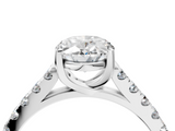 White gold Oval Cut Pavé Band Solitaire Ring with Four-Prong Setting_303