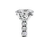 White gold Oval Cut Pavé Band Solitaire Ring with Four-Prong Setting_304