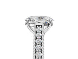White gold Oval Cut Pave Band Milgrain Solitaire Ring_11