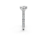 White gold Oval Cut Pave Band Milgrain Solitaire Ring_8