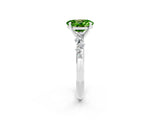 White gold Oval Cut Peridot Cluster Side Stone Solitaire Ring with Prong Setting_26