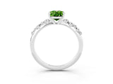 White gold Oval Cut Peridot Cluster Side Stone Solitaire Ring with Prong Setting_27